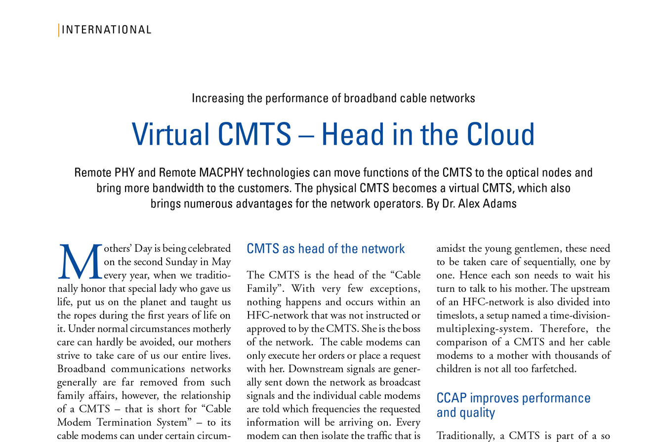 Virtual CMTS – Head in the Cloud - AXP SYSTEMS ENGINEERING - Prof. Dr ...